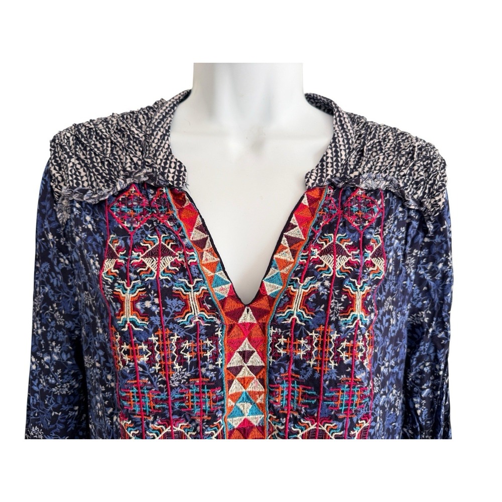 Sundance Tunic Dress M Boho Embroidered India Pockets Peasant Festival Flowy - Picture 6 of 14